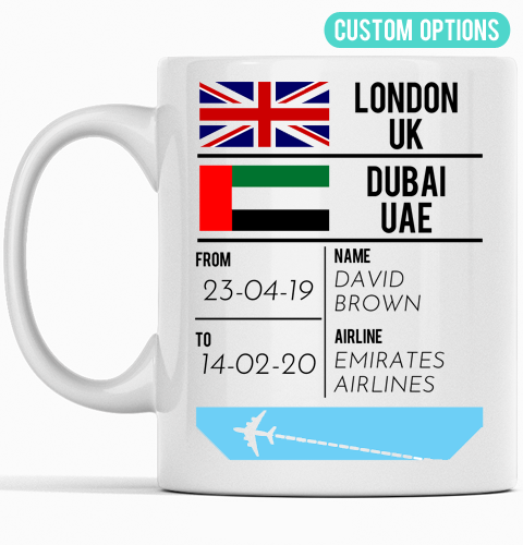 dubai abu dhabi mug cup fun personalised custom gifts for him for her cabin crew airport pilot travel