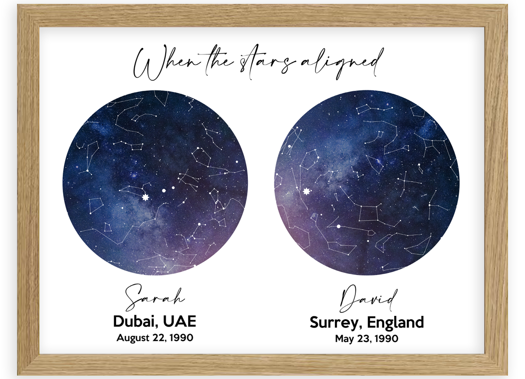 custom 2 star map framed dubai abu dhabi