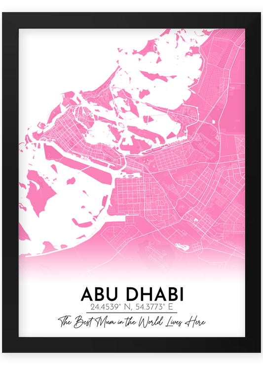 Personalised abu dhabi Street Map Print – Mother’s Day Gift for Mum, Custom City Map Artwork