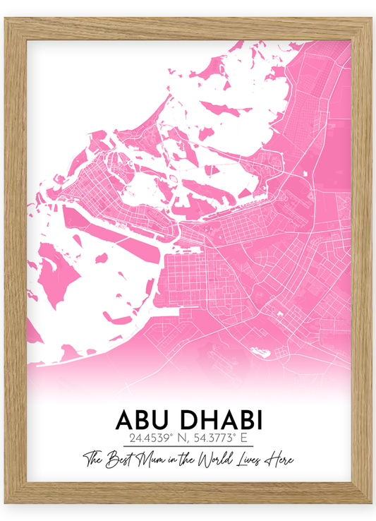 Personalised abu dhabi Street Map Print – Mother’s Day Gift for Mum, Custom City Map Artwork