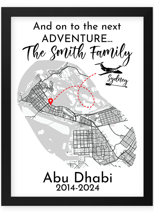 Custom Abu Dhabi Leaving Map Print