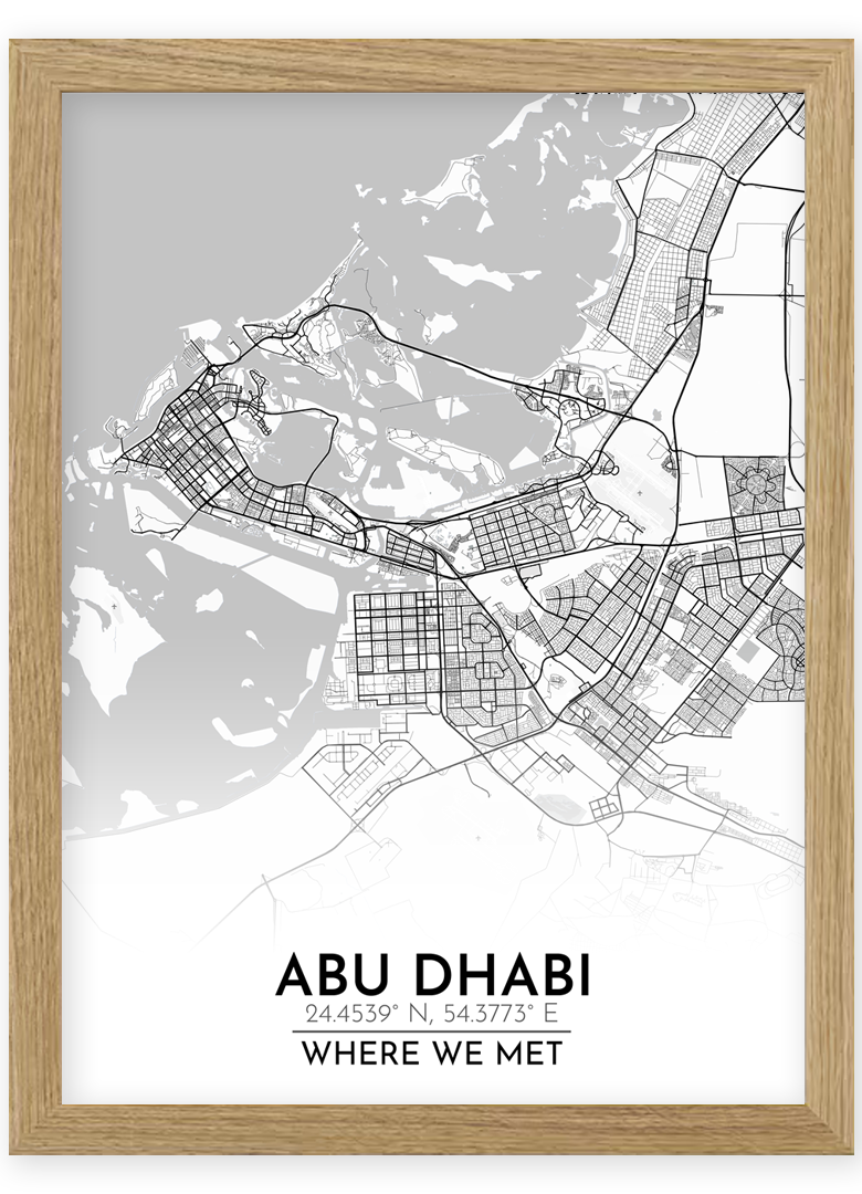 custom personalised street city location map custom location sign framed print birthday leaving gift dubai uae abu dhabi distance sign birthday anniversary present abu dhabi street
