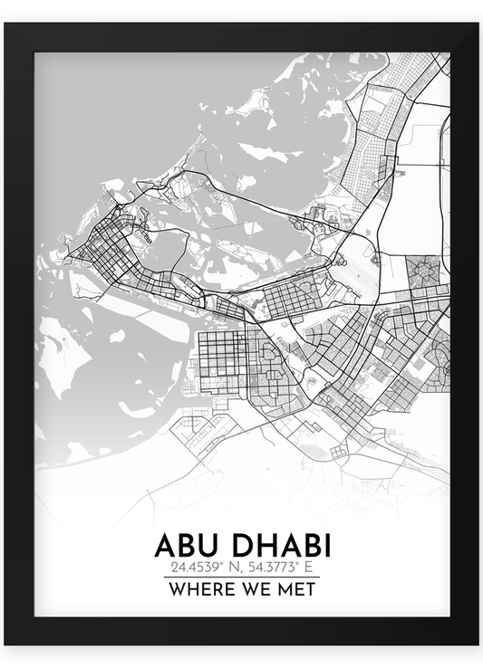 custom personalised street city location map custom location sign framed print birthday leaving gift dubai uae abu dhabi distance sign birthday anniversary present abu dhabi street