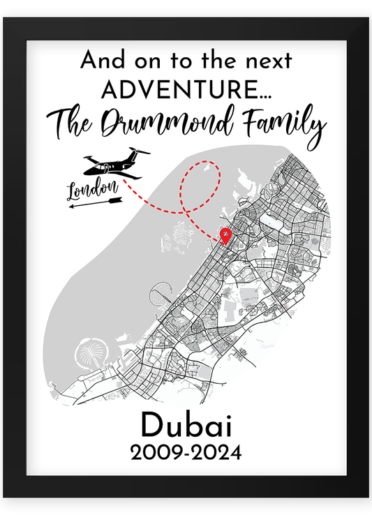 leaving print dubai abu dhabi sharjah framed farewell gift