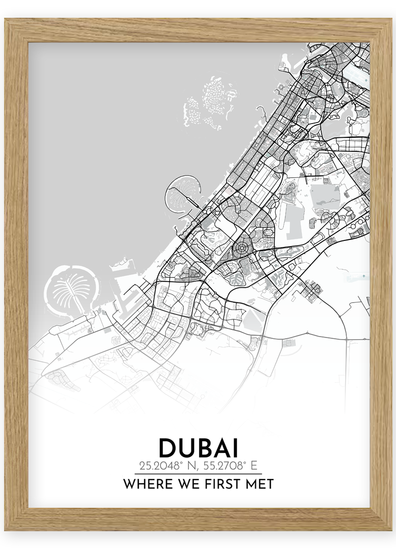 custom personalised street city location map custom location sign framed print birthday leaving gift dubai uae abu dhabi distance sign birthday anniversary present abu dhabi street