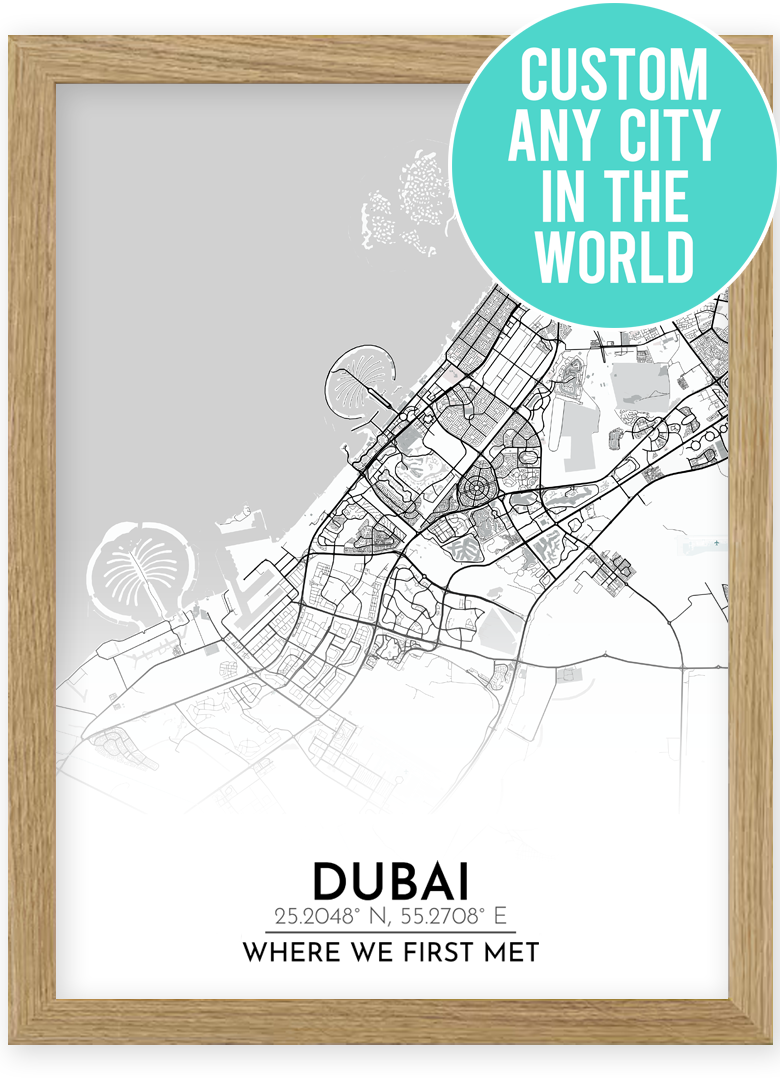 custom street map any city print framed