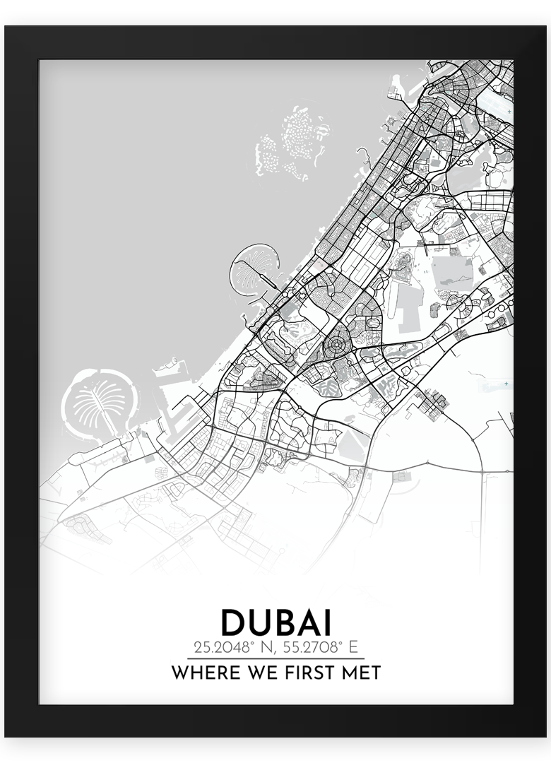 custom personalised street city location map custom location sign framed print birthday leaving gift dubai uae abu dhabi distance sign birthday anniversary present abu dhabi street