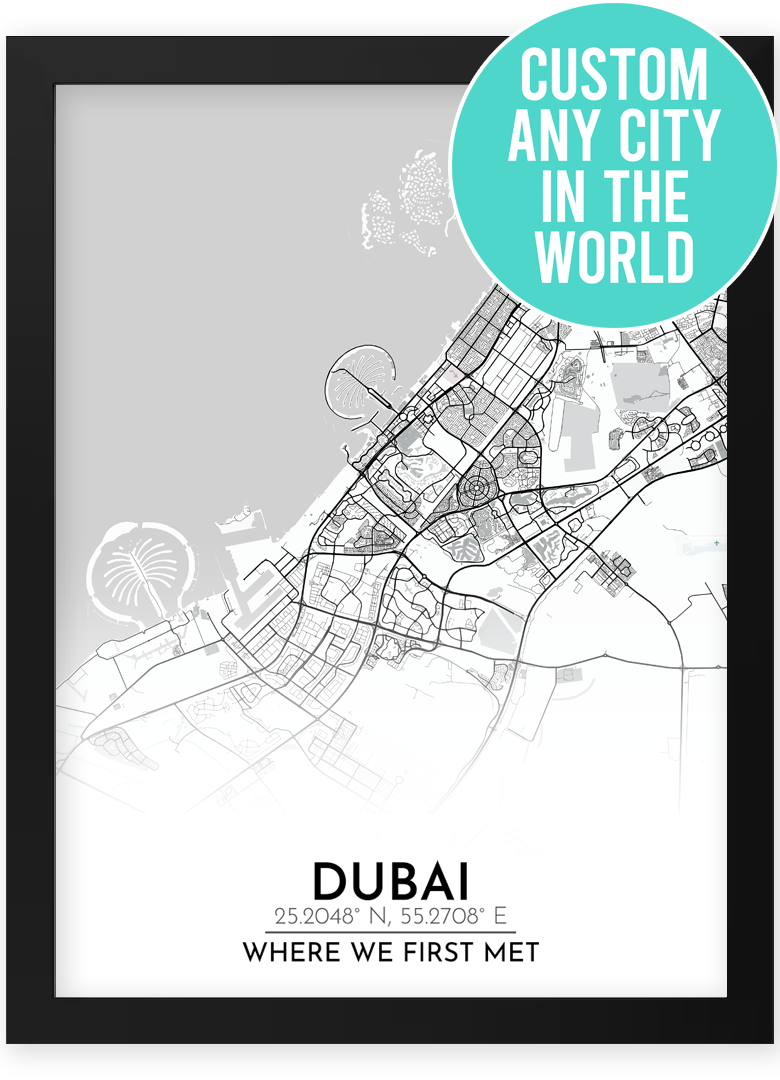 custom street map any city print framed