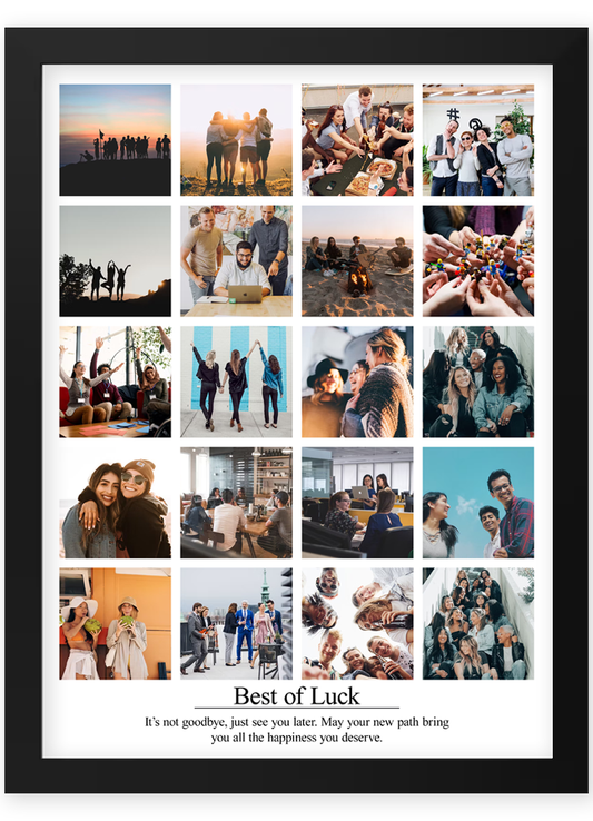 Personalised farewell photo print showcasing one cherished photo for a colleague leaving gift, perfect for retirement or special occasions collage