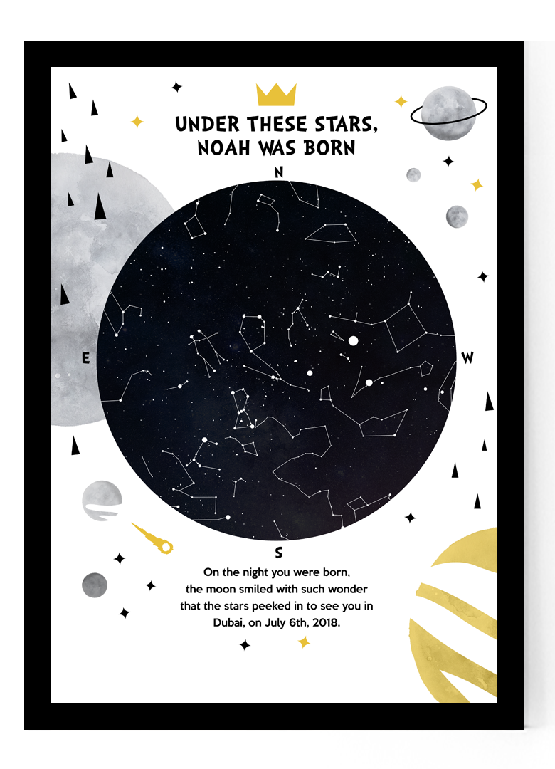 custom star map children date or birth born