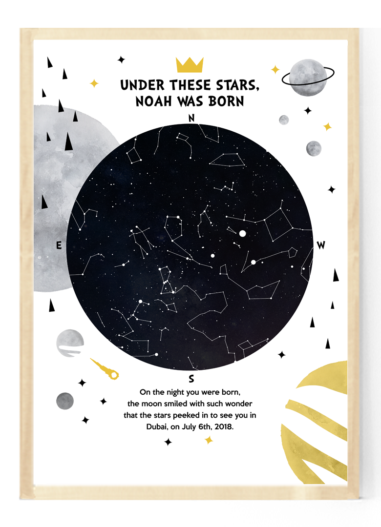 Personalized star maps for children in Dubai, Abu Dhabi, UAE.