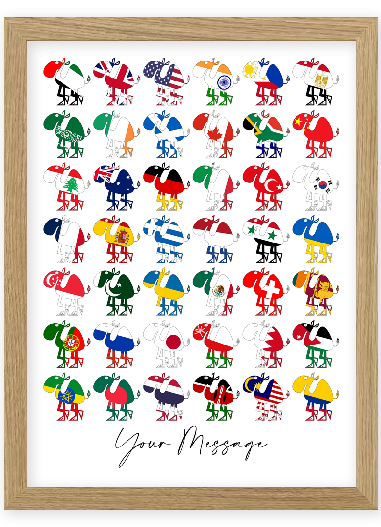 custom flag camel framed print dubia abu dhabi uae