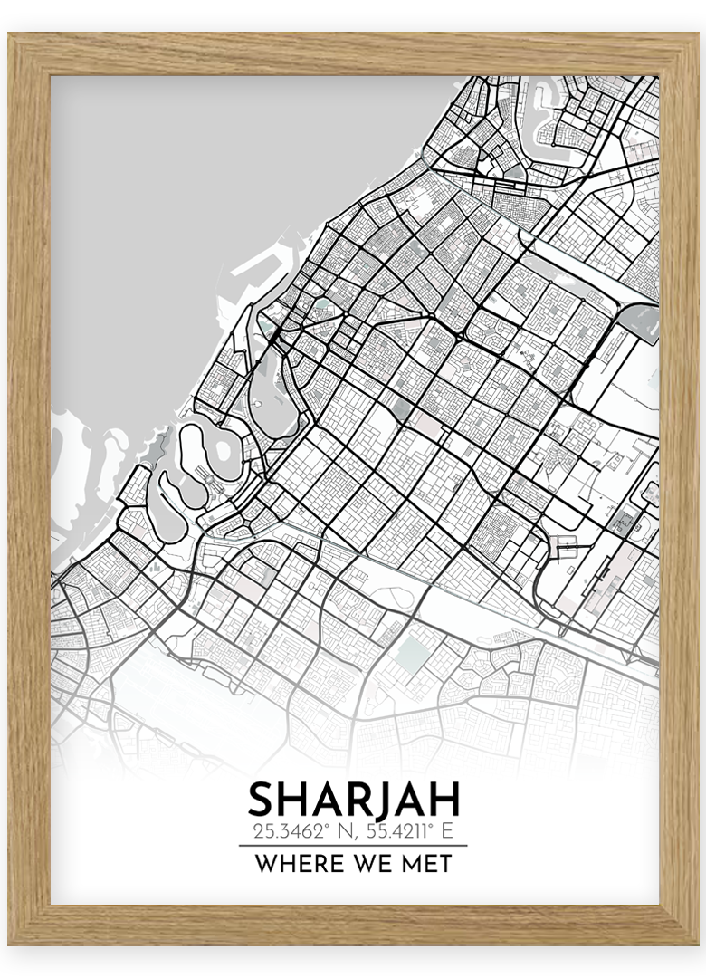 custom personalised street city location map custom location sign framed print birthday leaving gift dubai uae abu dhabi distance sign birthday anniversary present sharjah street
