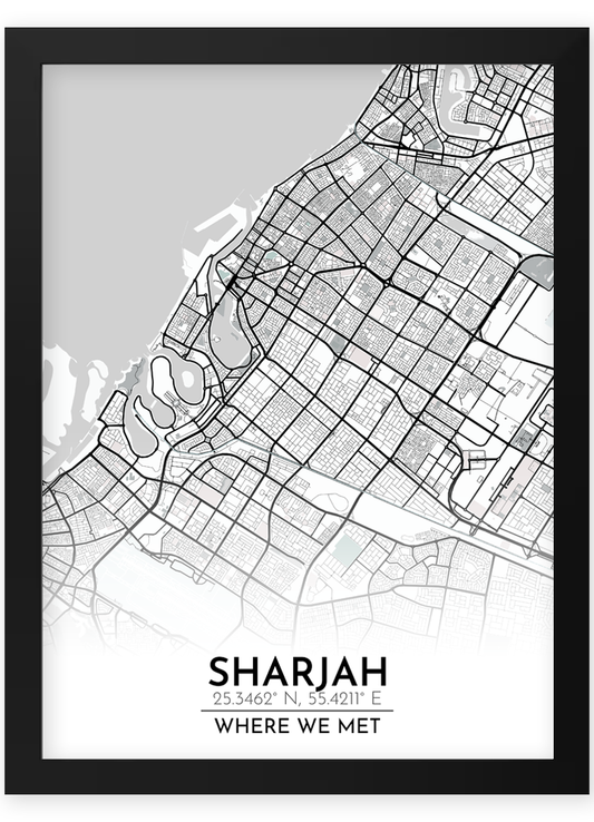 custom personalised street city location map custom location sign framed print birthday leaving gift dubai uae abu dhabi distance sign birthday anniversary present sharjah street