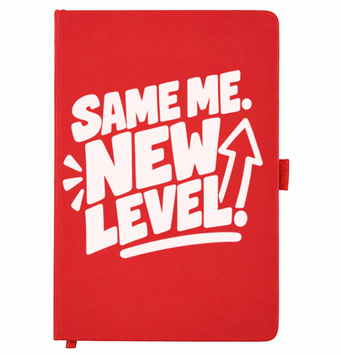 Same Me New Level red birthday notebook
