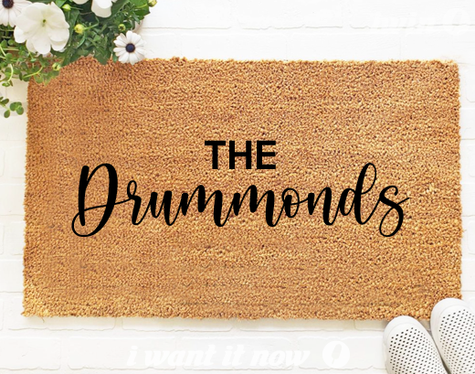 Custom Family Door Mat Italic Style