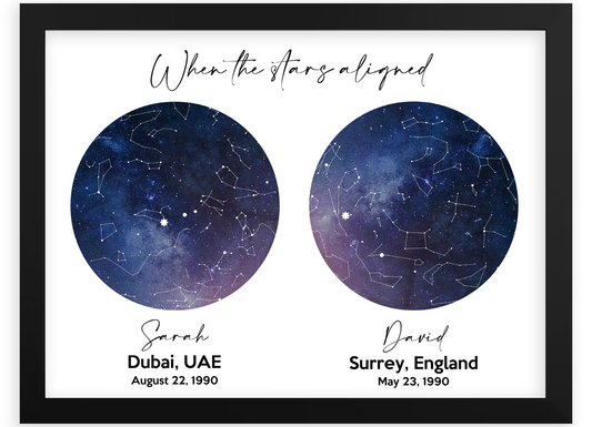 custom 2 star map framed dubai abu dhabi