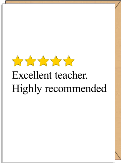 Five Star Excellent Teacher greeting card