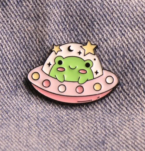 funny cute frog pin ufo
