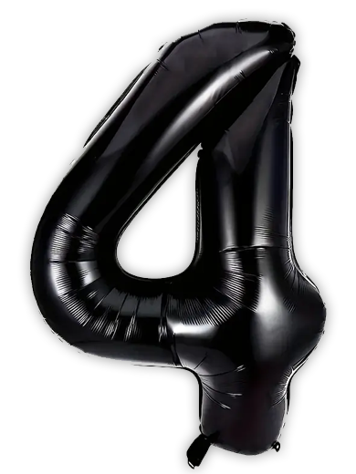 Number 4 Balloon Black Colour