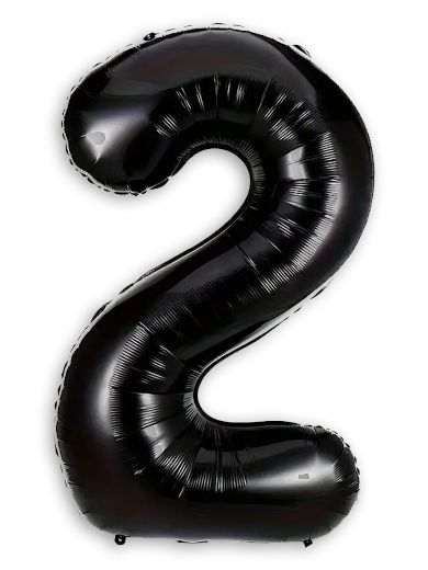 Number 2 Balloon Black Colour