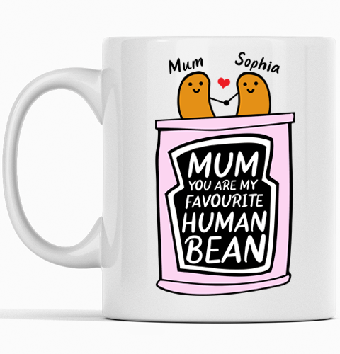 White mug with 'Mum' design, perfect for Mother's Day gift.