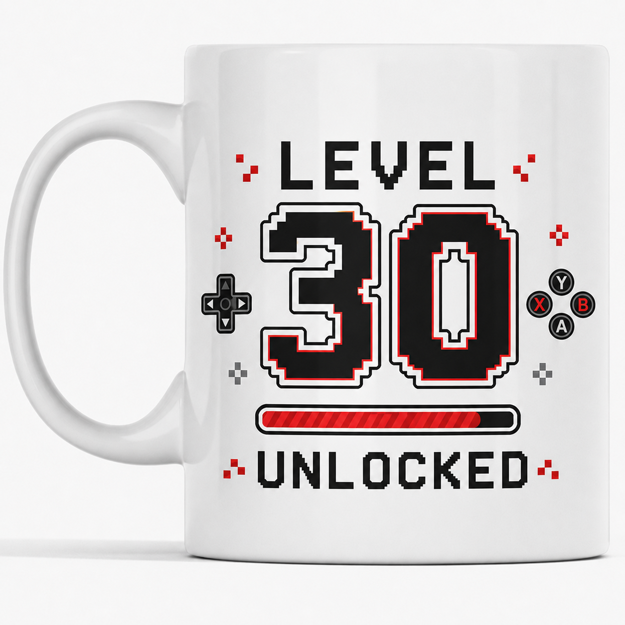 Level 30 Unlocked gaming-themed 30th birthday mug