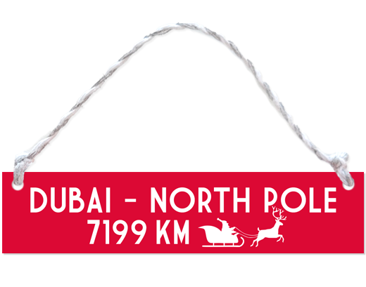 dubai north pole christmas tree ornament sign