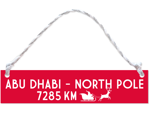 abu dhabi north pole christmas tree ornament sign