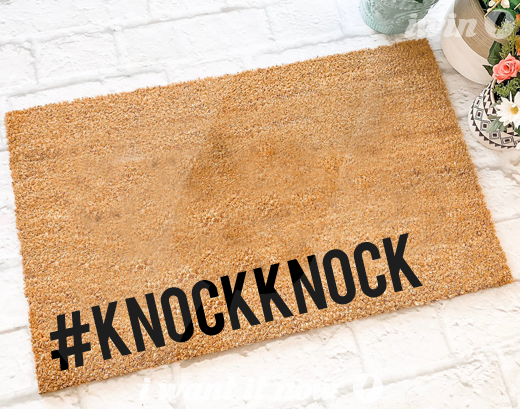 hashtag knock knock funny doormat design gift idea