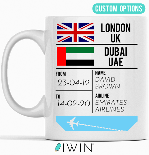 dubai abu dhabi mug cup fun personalised custom gifts for him for her cabin crew airport pilot travel