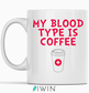 cute funny mugs gift dubai abu dhabi uae  cup blood type is coffee