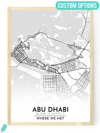 custom personalised street city location map custom location sign framed print birthday leaving gift dubai uae abu dhabi distance sign birthday anniversary present abu dhabi street