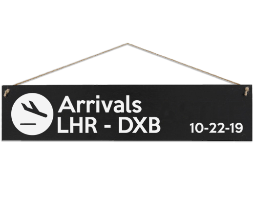 airport location sign leaving gift idea dubai uae arrivals
