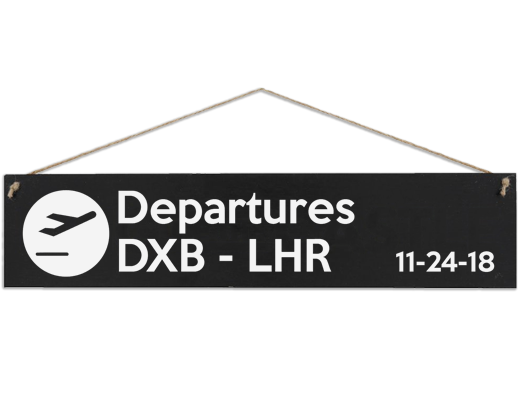 custom travel gift wooden sign location departures dxb