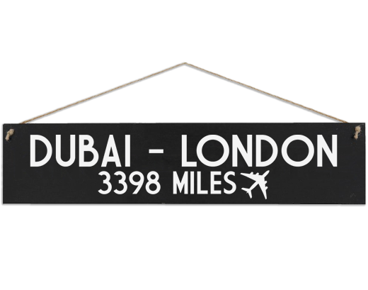 Dubai london location wooden sign custom