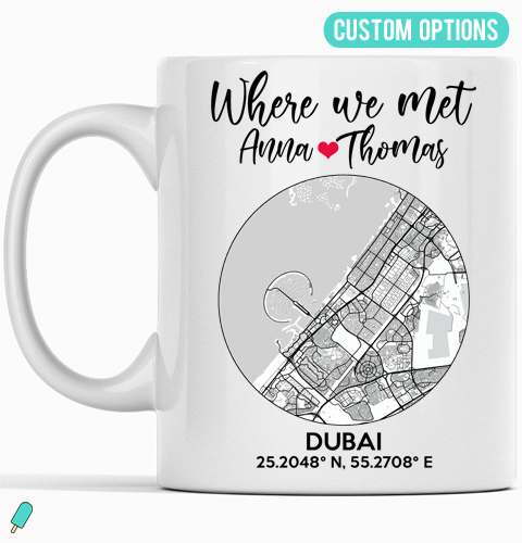 custom street map city town village dubai abu dhabi couples mugs